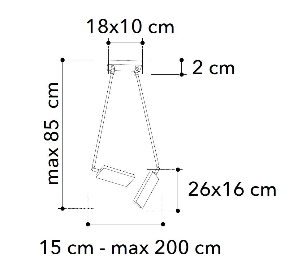 Sospensione LED in alluminio bianco-nero-silver-oro orientabile e regolabile 2x18W 3640LM 3200°k BOOK-PL Sospensione LED in alluminio bianco-nero-silver-oro orientabile e regolabile 2x18W 3640LM 3200°k BOOK-PL